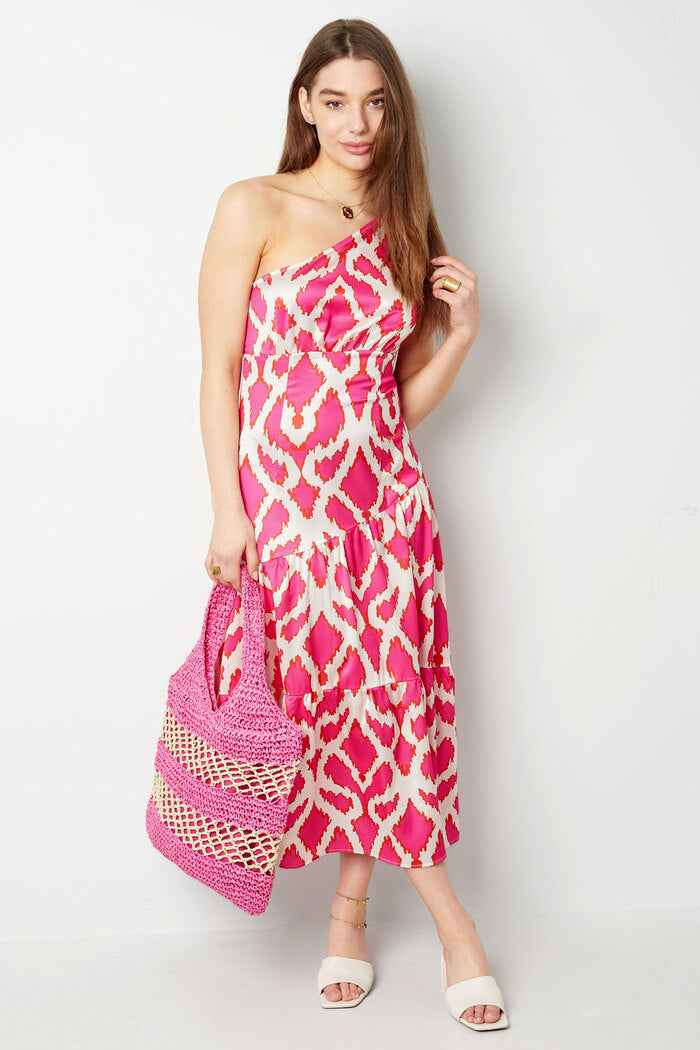 One-shoulder dress tropical bliss