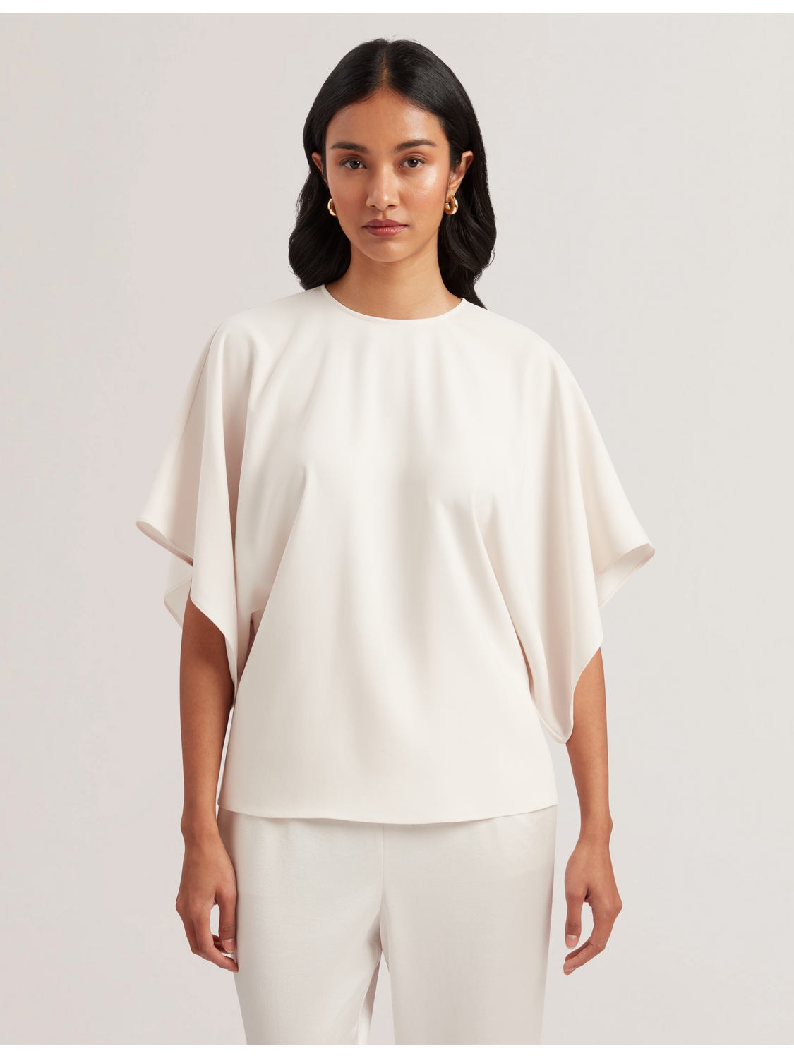 Batwing Short Sleeve Woven Blouse