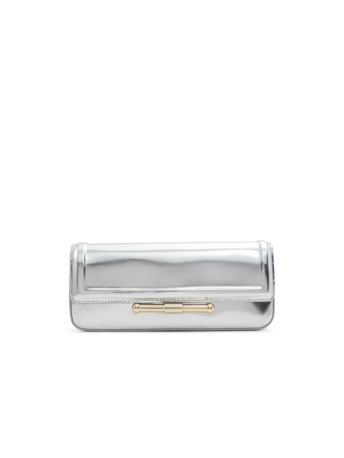 Metallic Leather Crossbody Baguette Bag