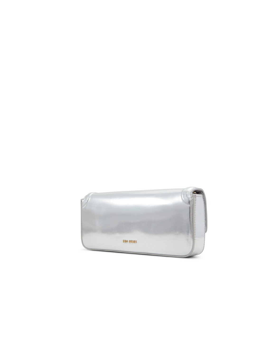 Metallic Leather Crossbody Baguette Bag