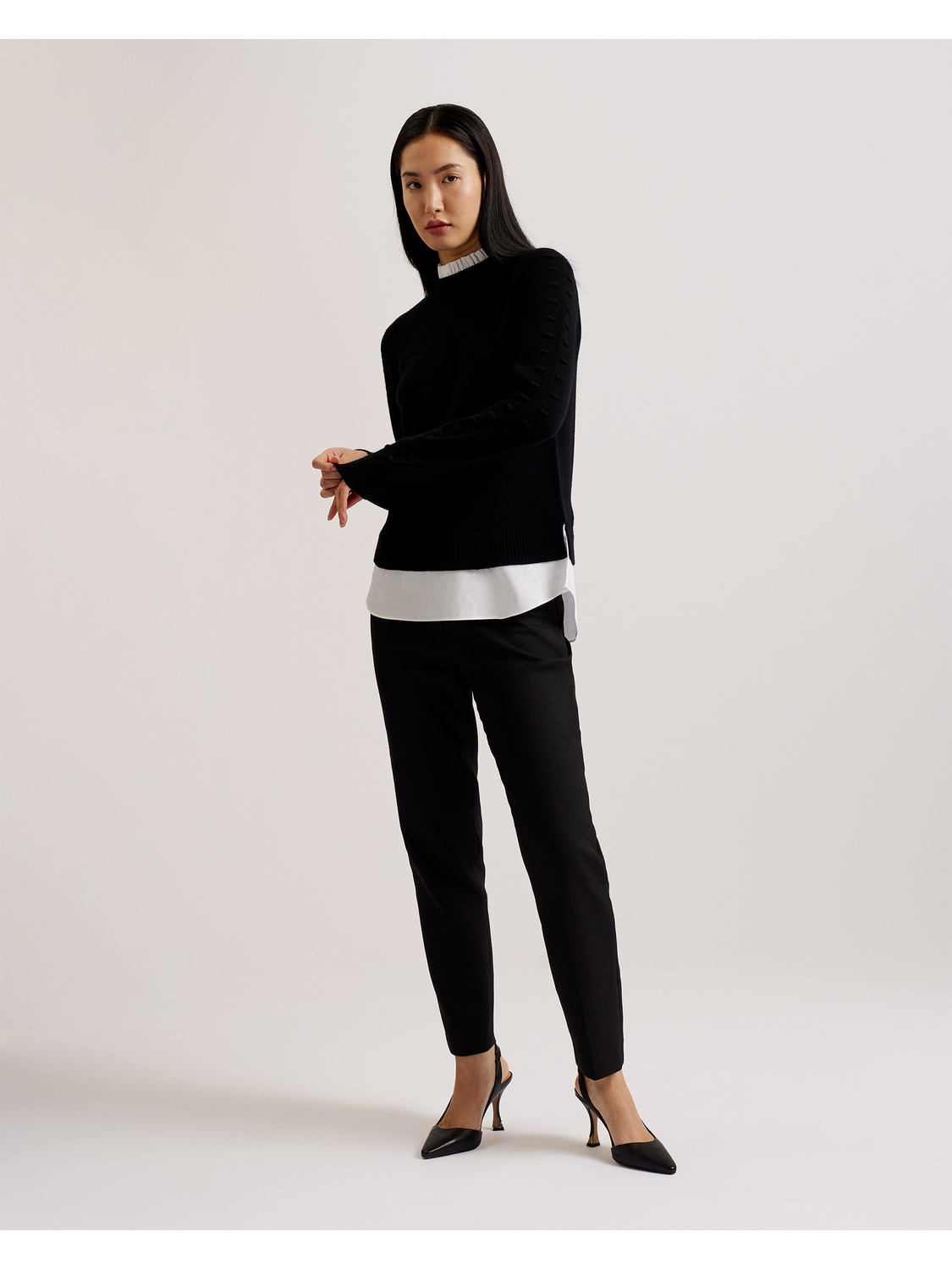 Bobble Detail Shirt Hem Knitted Jumper