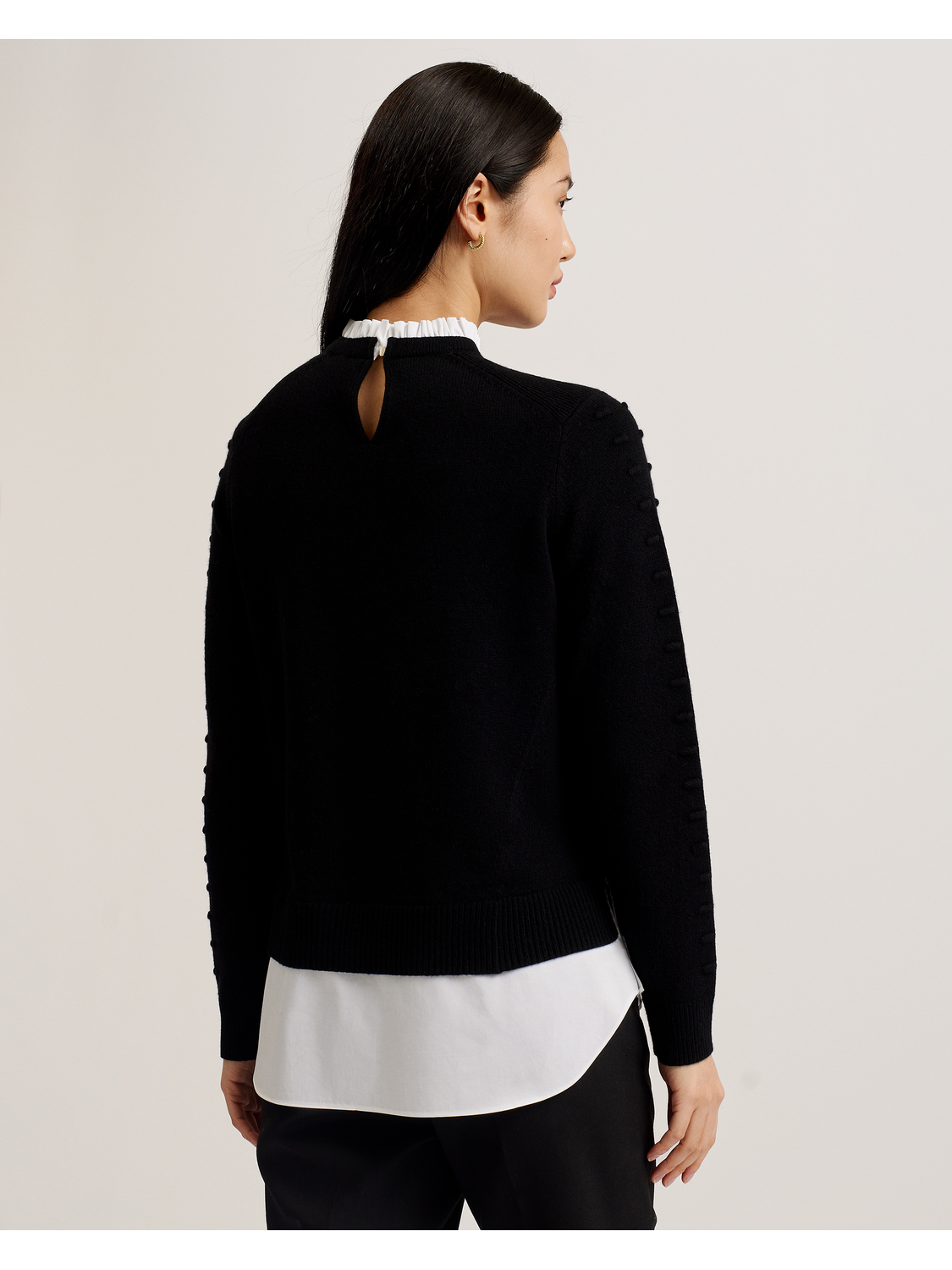 Bobble Detail Shirt Hem Knitted Jumper