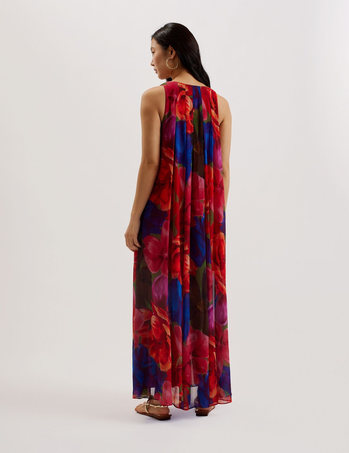 Organza Tropical Bloom V-neck Maxi Dress