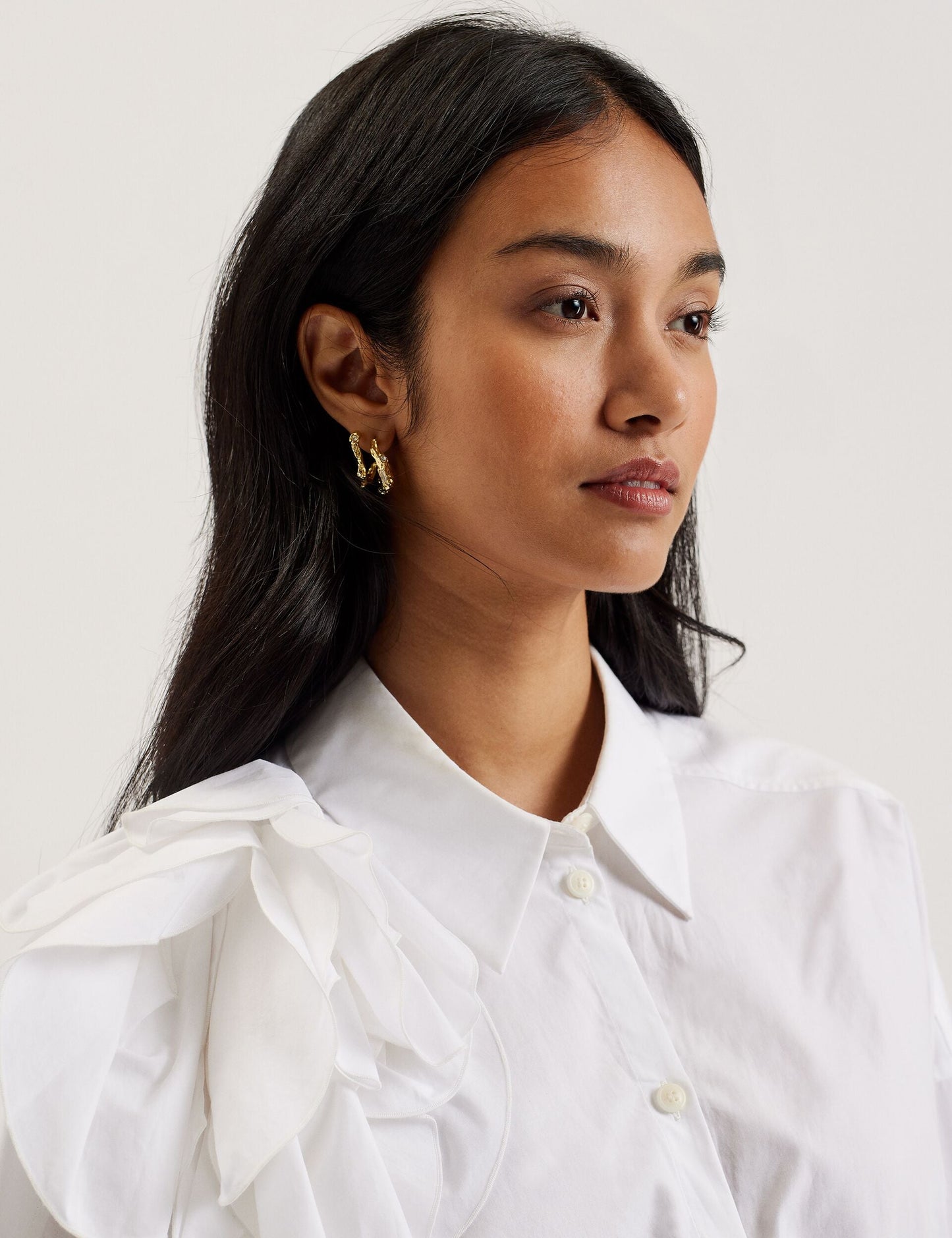 Oversized Corsage Detail Cotton Shirt