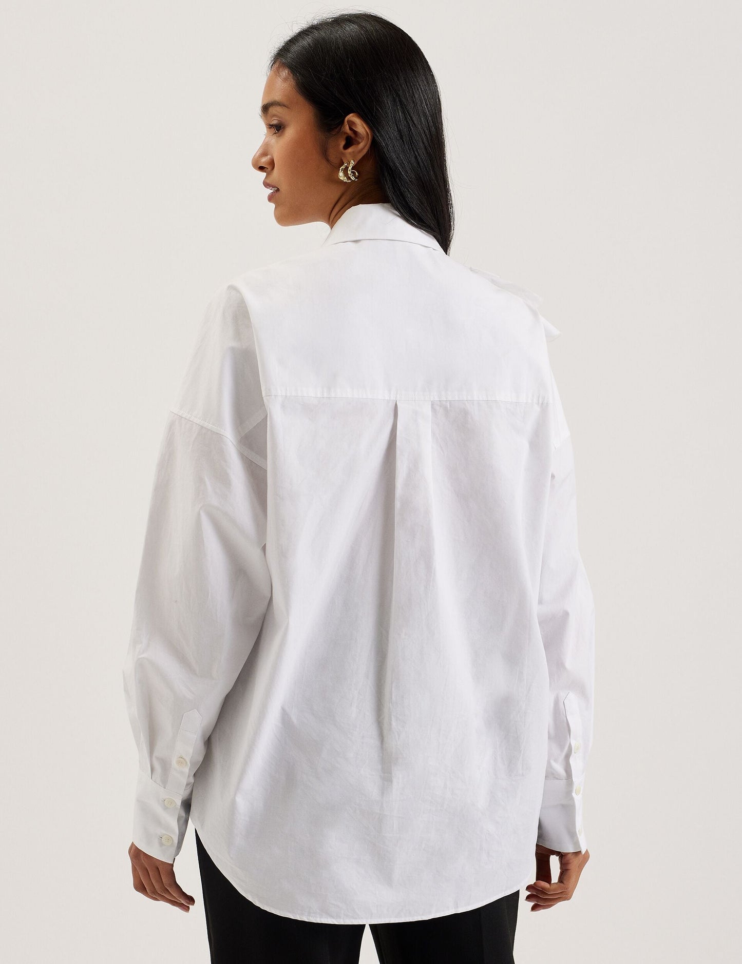 Oversized Corsage Detail Cotton Shirt