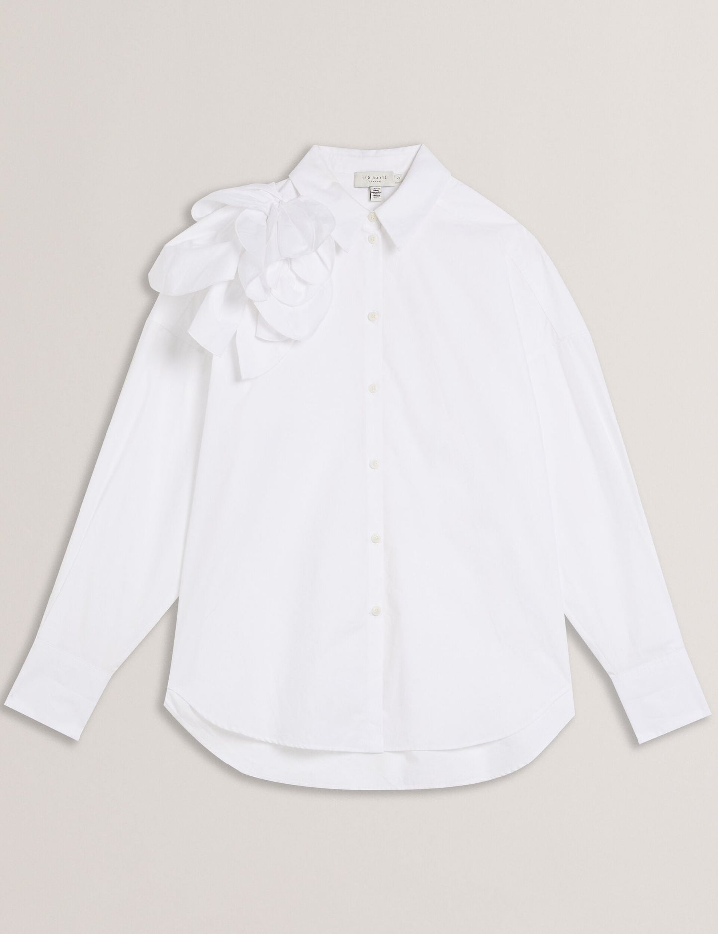 Oversized Corsage Detail Cotton Shirt