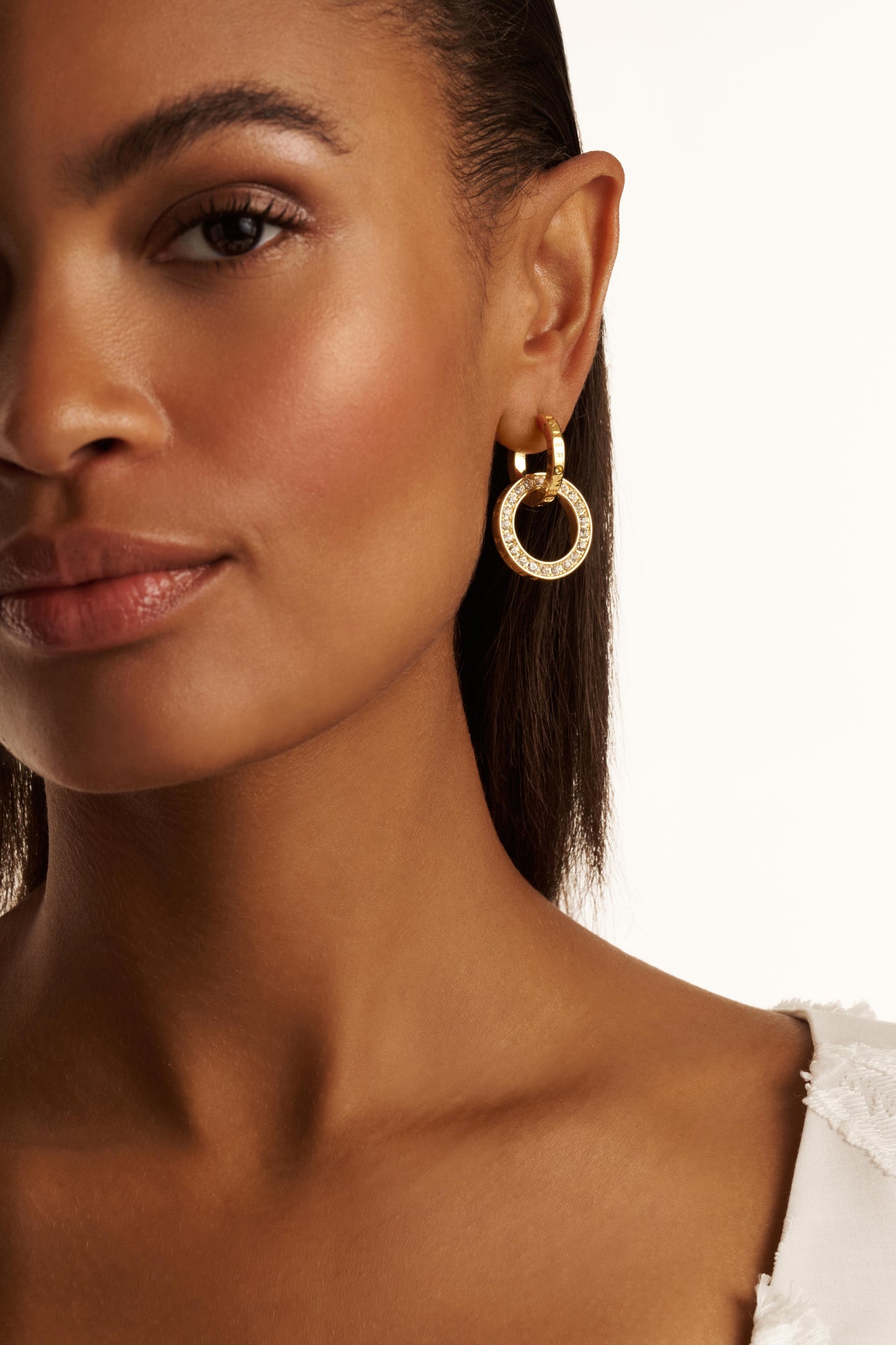 Double Link Crystal Drop Earrings