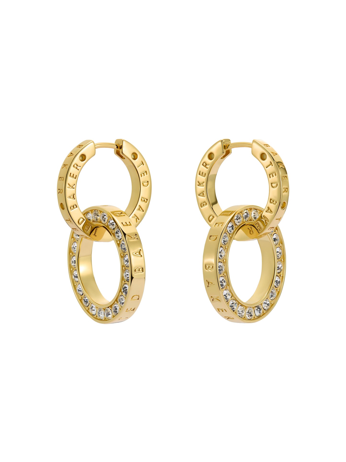 Double Link Crystal Drop Earrings
