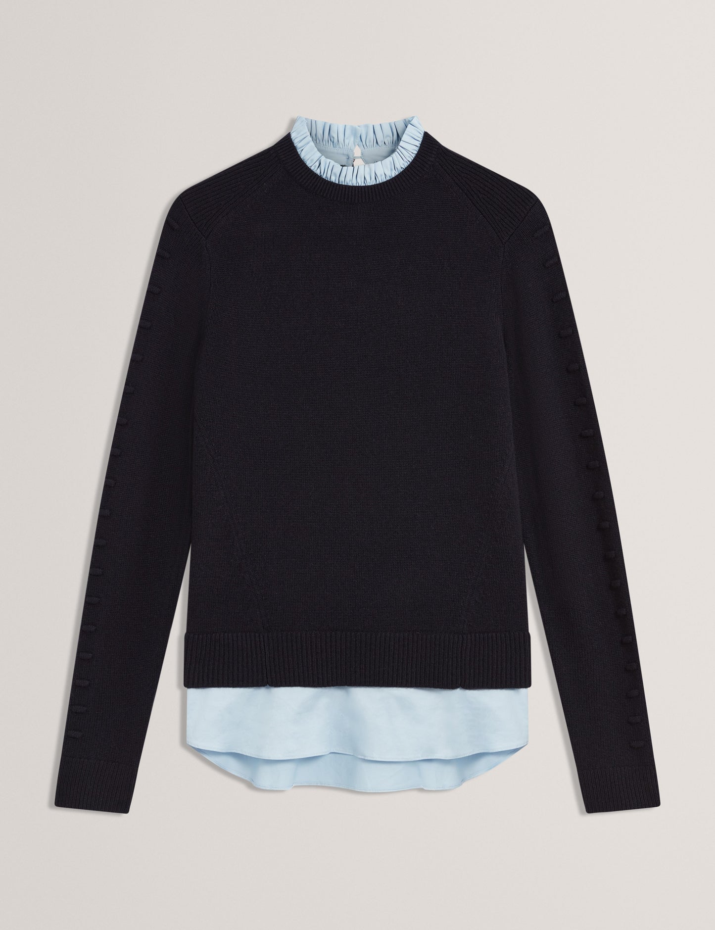 Bobble Detail Shirt Hem Knitted Jumper