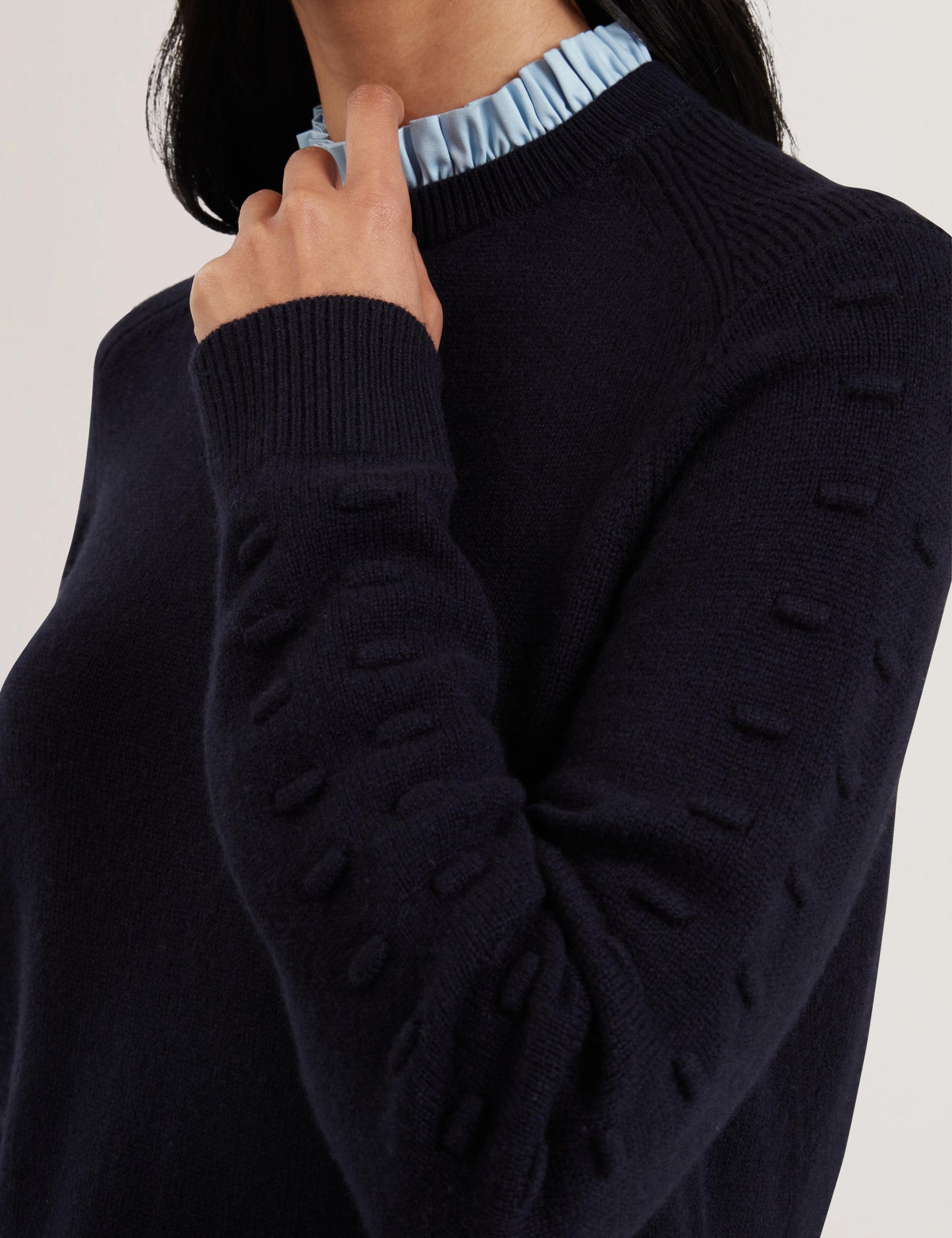 Bobble Detail Shirt Hem Knitted Jumper