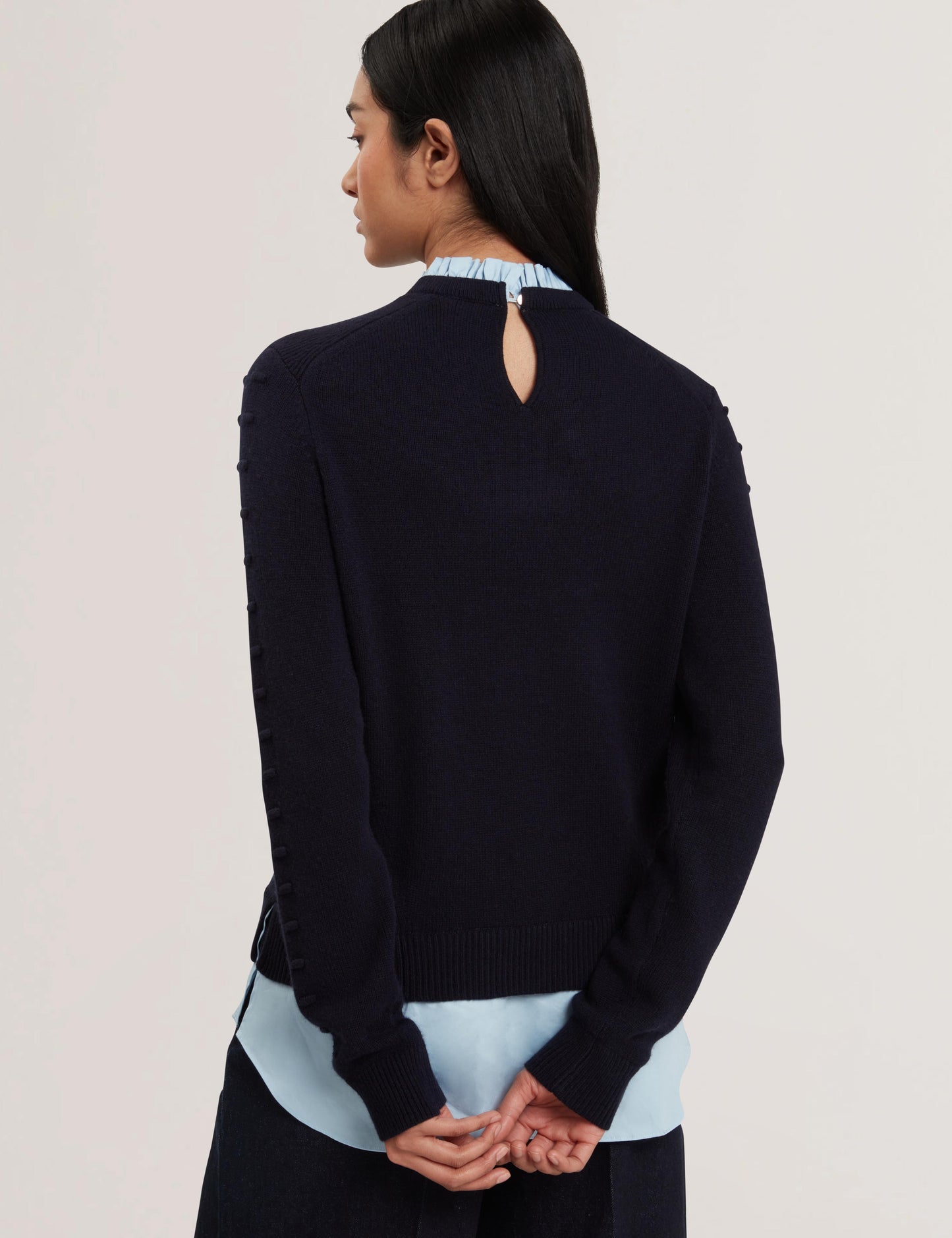 Bobble Detail Shirt Hem Knitted Jumper
