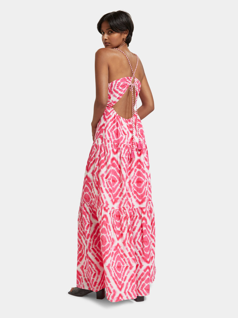 Tie-dyed maxi strap dress