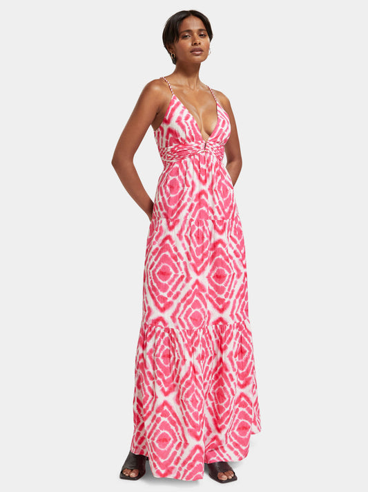 Tie-dyed maxi strap dress
