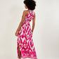 Ikat border print maxi dress pink
