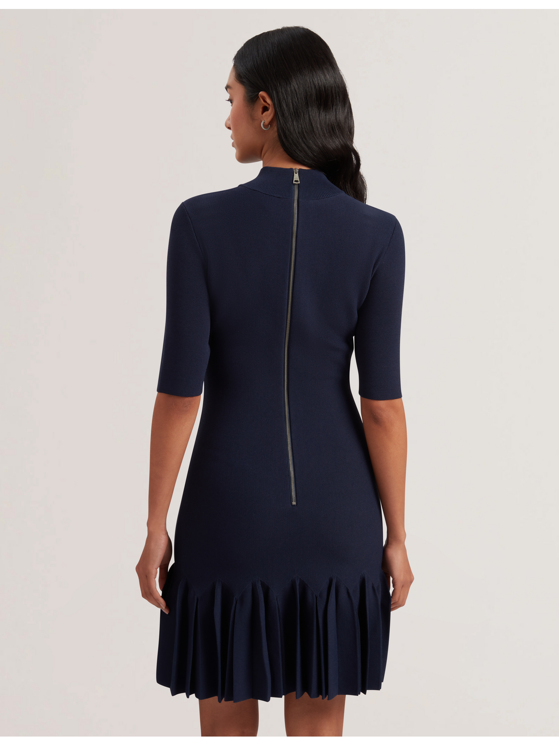 Pleated Hem Bodycon Knit Mini Dress