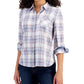 Women's Plaid Button-Down Long-Sleeve Shirt