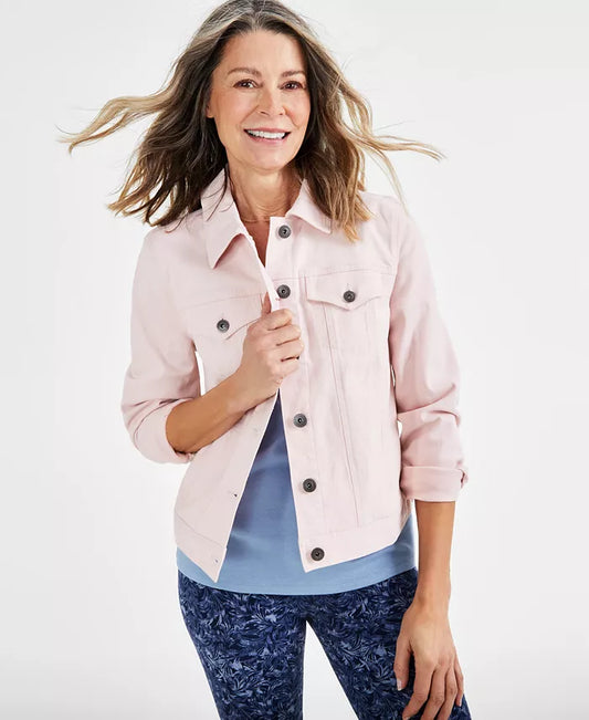 Coral Pink Denim Jacket