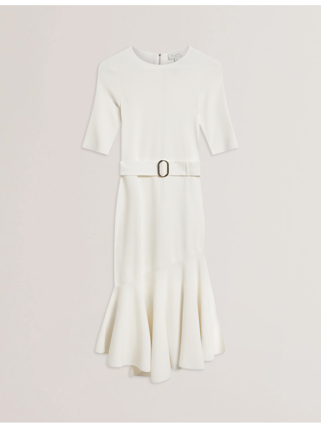 Flippy Hem Knitted Midi Dress With Belt