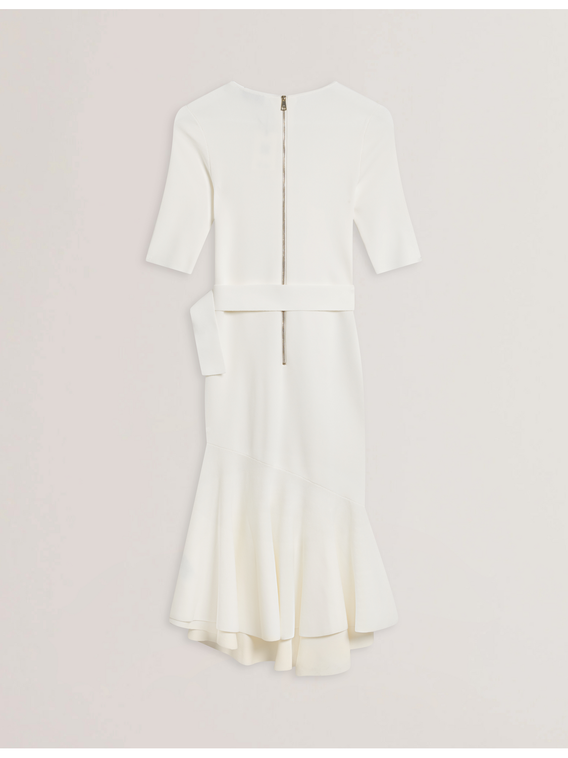 Flippy Hem Knitted Midi Dress With Belt