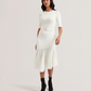 Flippy Hem Knitted Midi Dress With Belt