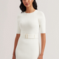 Flippy Hem Knitted Midi Dress With Belt