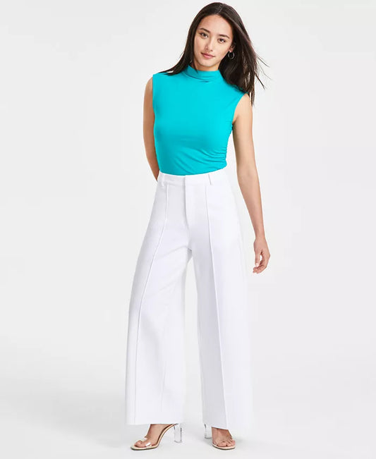 Petite Seamed Wide-Leg Ponté Pants