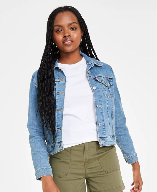 Stone Washed Cotton Denim Trucker Jacket