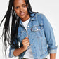 Stone Washed Cotton Denim Trucker Jacket