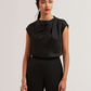 Drape Neck Detail Satin Top