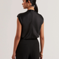 Drape Neck Detail Satin Top