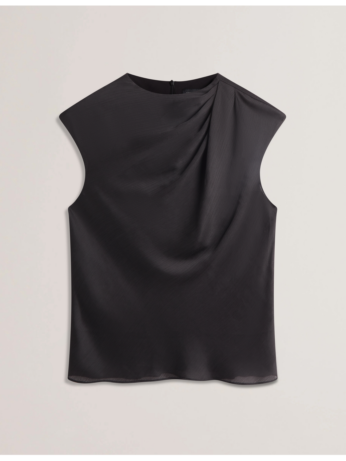 Drape Neck Detail Satin Top
