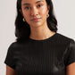Ribbed Metallic Fitted T-Shirt
