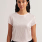 Ribbed Metallic Fitted T-Shirt