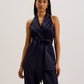 Tailored Satin Longline Vest with Belt
