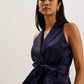 Tailored Satin Longline Vest with Belt