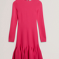 Flounce Hem Long Sleeve Knitted Mini Dress