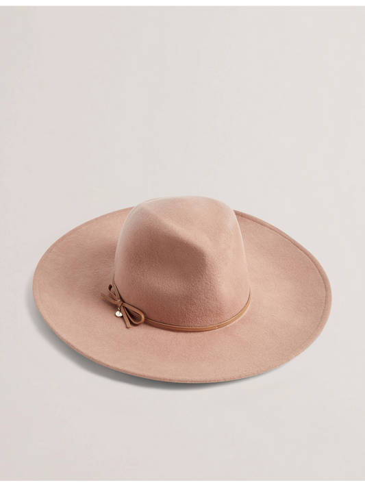 Bow Detail Pure Wool Fedora Hat
