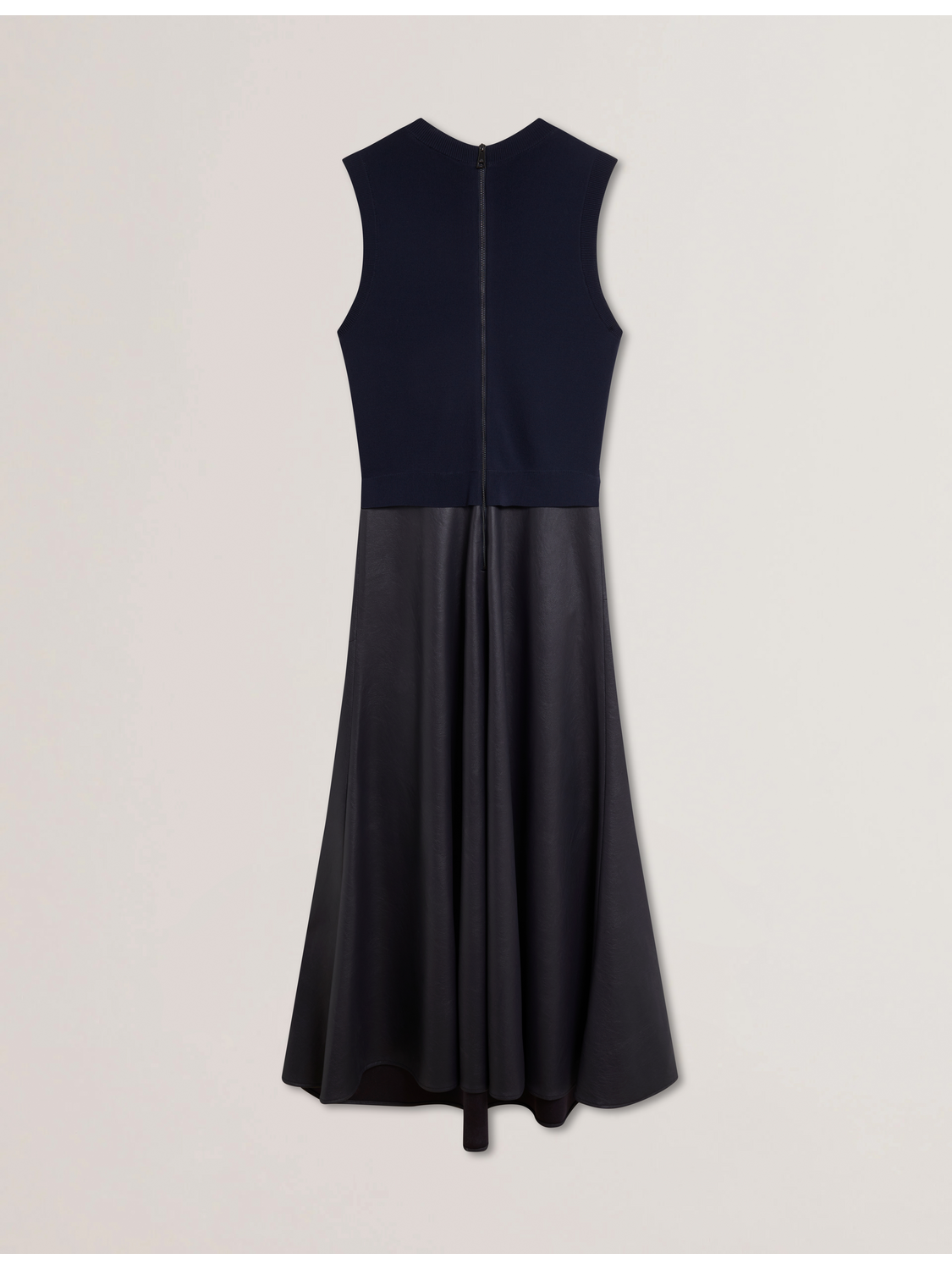 Sleeveless Knit Faux Leather Midi Dress