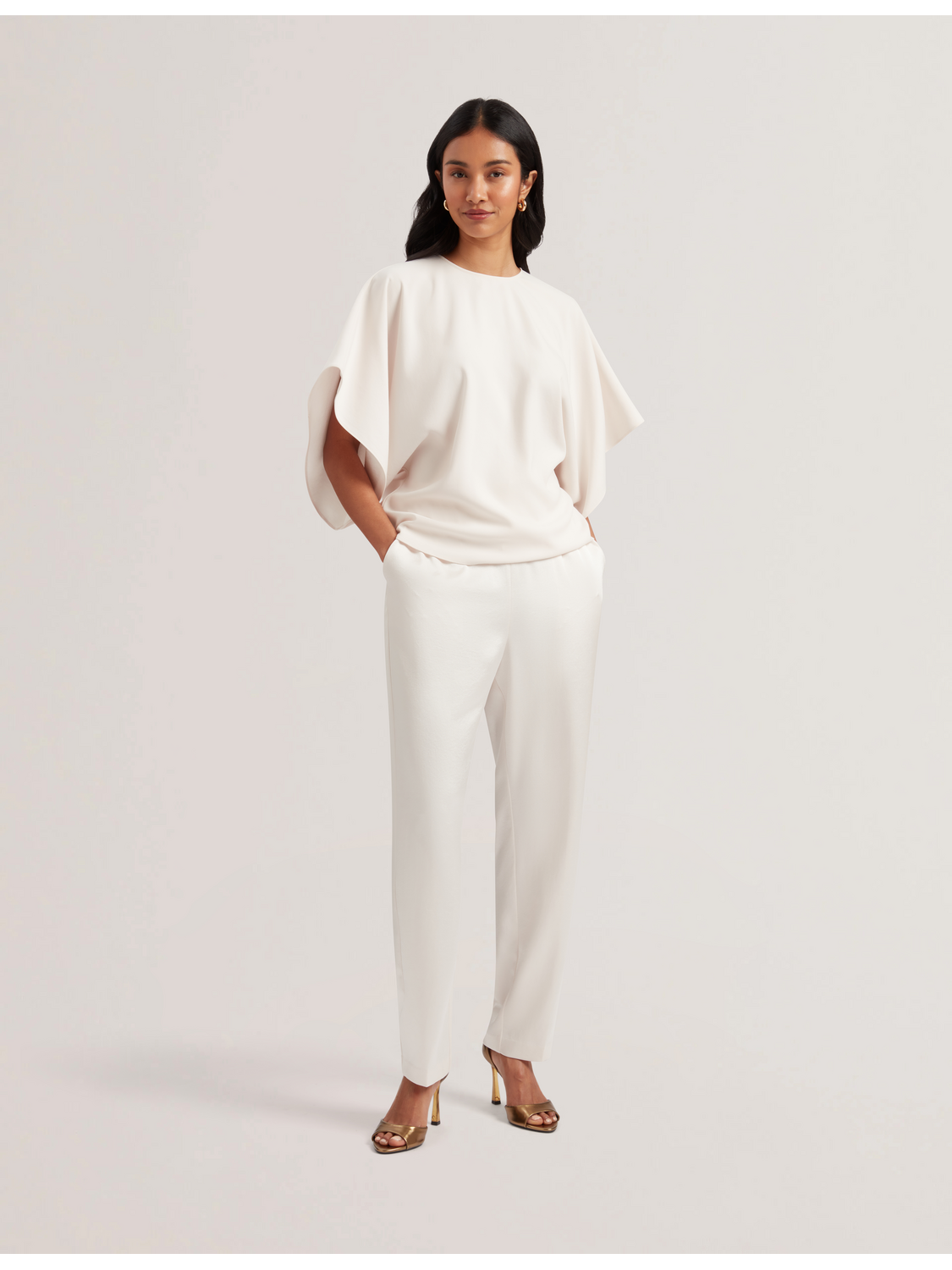 Batwing Short Sleeve Woven Blouse