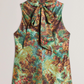 Printed Satin High Neck Sleeveless Top