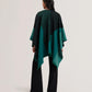 Colour Block Buckled Woven Poncho