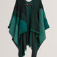Colour Block Buckled Woven Poncho