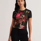 Blurred Floral Print Slim Fit T-Shirt