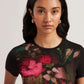 Blurred Floral Print Slim Fit T-Shirt