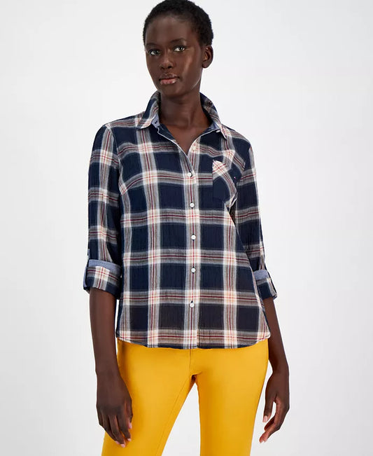 Women's Plaid Crinkle Utility Shirt