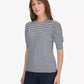 Women's Striped Blouse with Extended Puff Sleeves