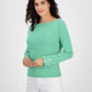 Women's Cotton Striped Boat-Neck Top