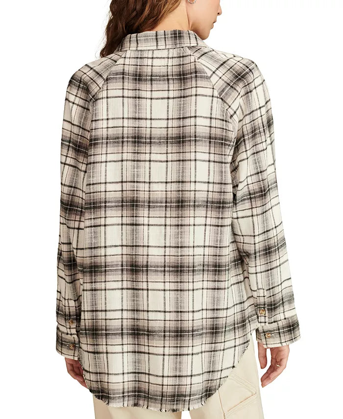 Women's Plaid Button-Down Long-Sleeve Tunic Shirt