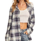 Women's Plaid Button-Down Long-Sleeve Tunic Shirt