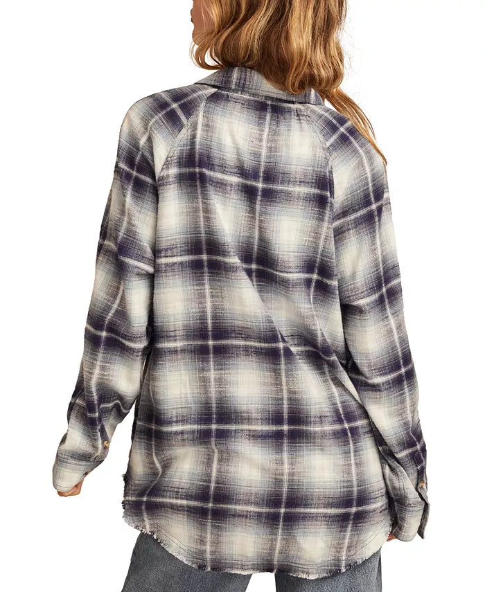 Women's Plaid Button-Down Long-Sleeve Tunic Shirt
